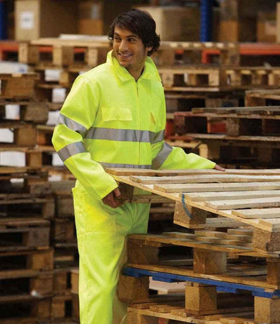Yoko Hi-Vis Poly/Cotton Coverall | Yellow Coverall Yoko hi-vis, Hi-vis Adult, Hi-vis Reflective Border Kids Waistcoat, Hi-vis Tops, style-yk303, workwear, Yoko Schoolwear Centres