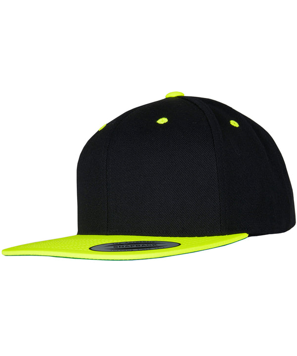 Black/Neon Yellow - The classic snapback 2-tone (6089MT) Caps Flexfit by Yupoong Headwear, New Colours for 2023, Rebrandable Schoolwear Centres