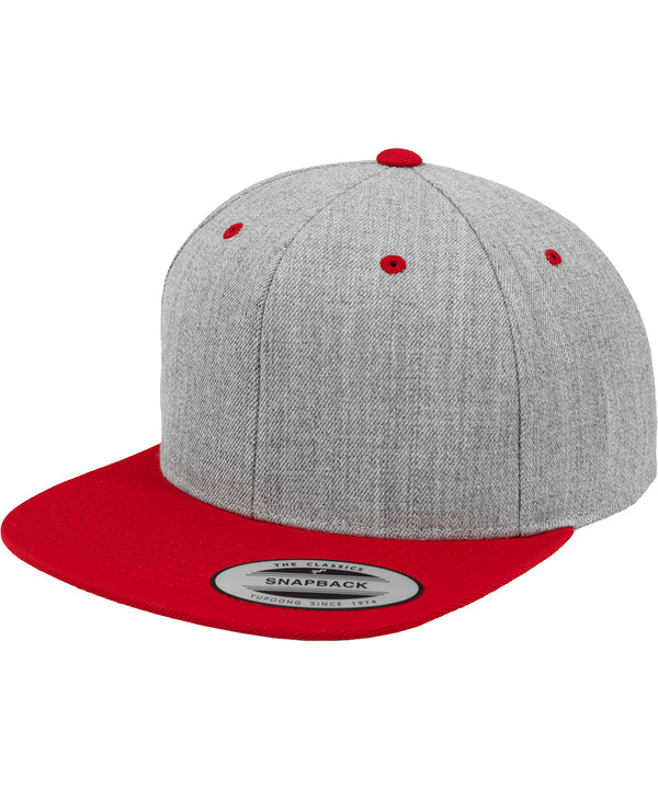 Heather/Red - The classic snapback 2-tone (6089MT) Caps Flexfit by Yupoong Headwear, New Colours for 2023, Rebrandable Schoolwear Centres