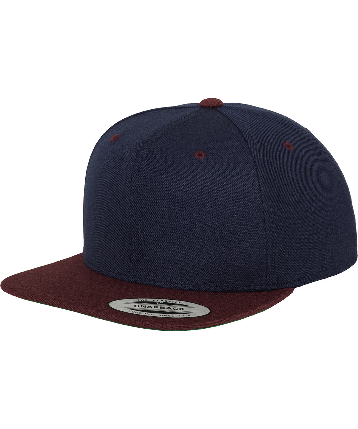 Navy/Maroon - The classic snapback 2-tone (6089MT) Caps Flexfit by Yupoong Headwear, New Colours for 2023, Rebrandable Schoolwear Centres