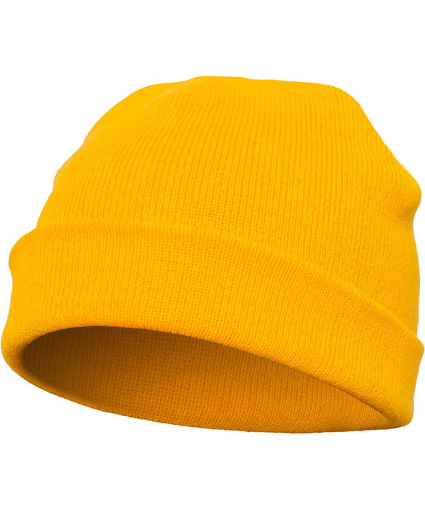 Gold - Heavyweight beanie (1500KC) Hats Flexfit by Yupoong Headwear, New Colours for 2023, Winter Essentials Schoolwear Centres
