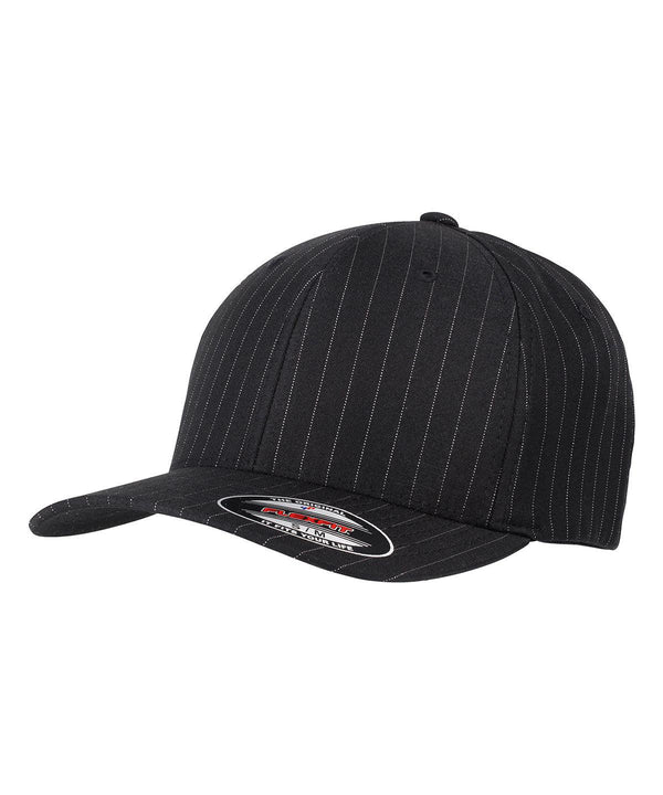 Black/White - Flexfit pinstripe (6195P) Caps Flexfit by Yupoong Headwear, Rebrandable Schoolwear Centres