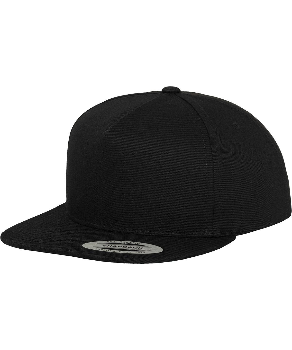 Black/Black - Classic 5-panel snapback (6007) Caps Flexfit by Yupoong Headwear, New Colours for 2023, Rebrandable Schoolwear Centres