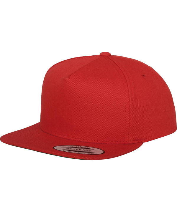 Red - Classic 5-panel snapback (6007) Flexfit by Yupoong HeadwearNew  Colours for 2023Rebrandable