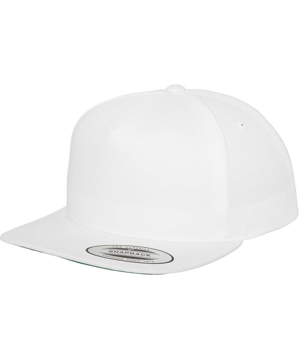 White - Classic 5-panel snapback (6007) Caps Flexfit by Yupoong Headwear, New Colours for 2023, Rebrandable Schoolwear Centres