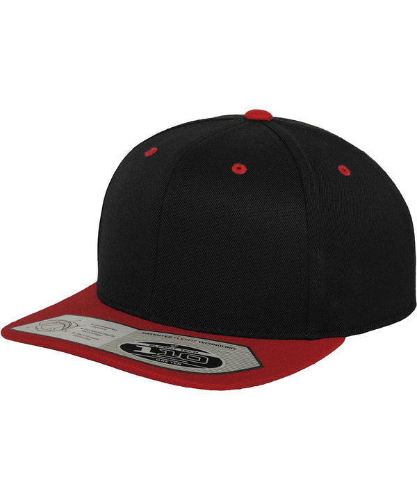 Black/Red - 110 fitted snapback (110) Caps Flexfit by Yupoong Headwear, New Colours for 2023, Rebrandable Schoolwear Centres