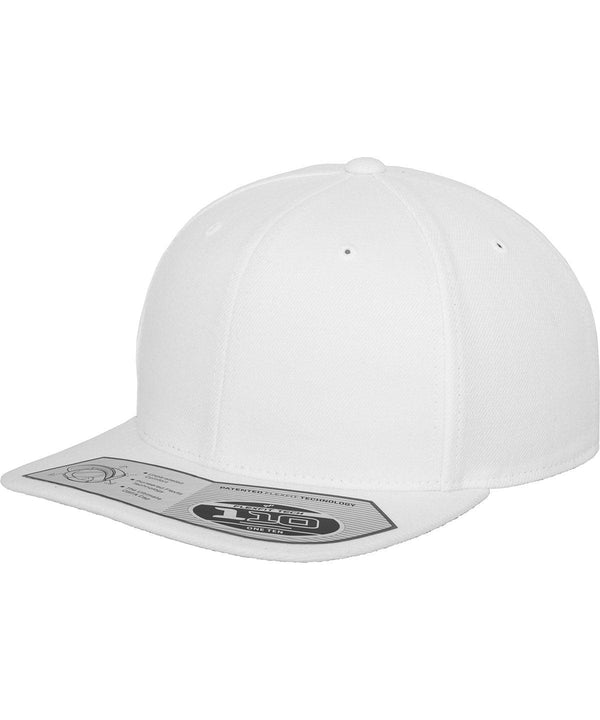 White - 110 fitted snapback (110) Caps Flexfit by Yupoong Headwear, New Colours for 2023, Rebrandable Schoolwear Centres