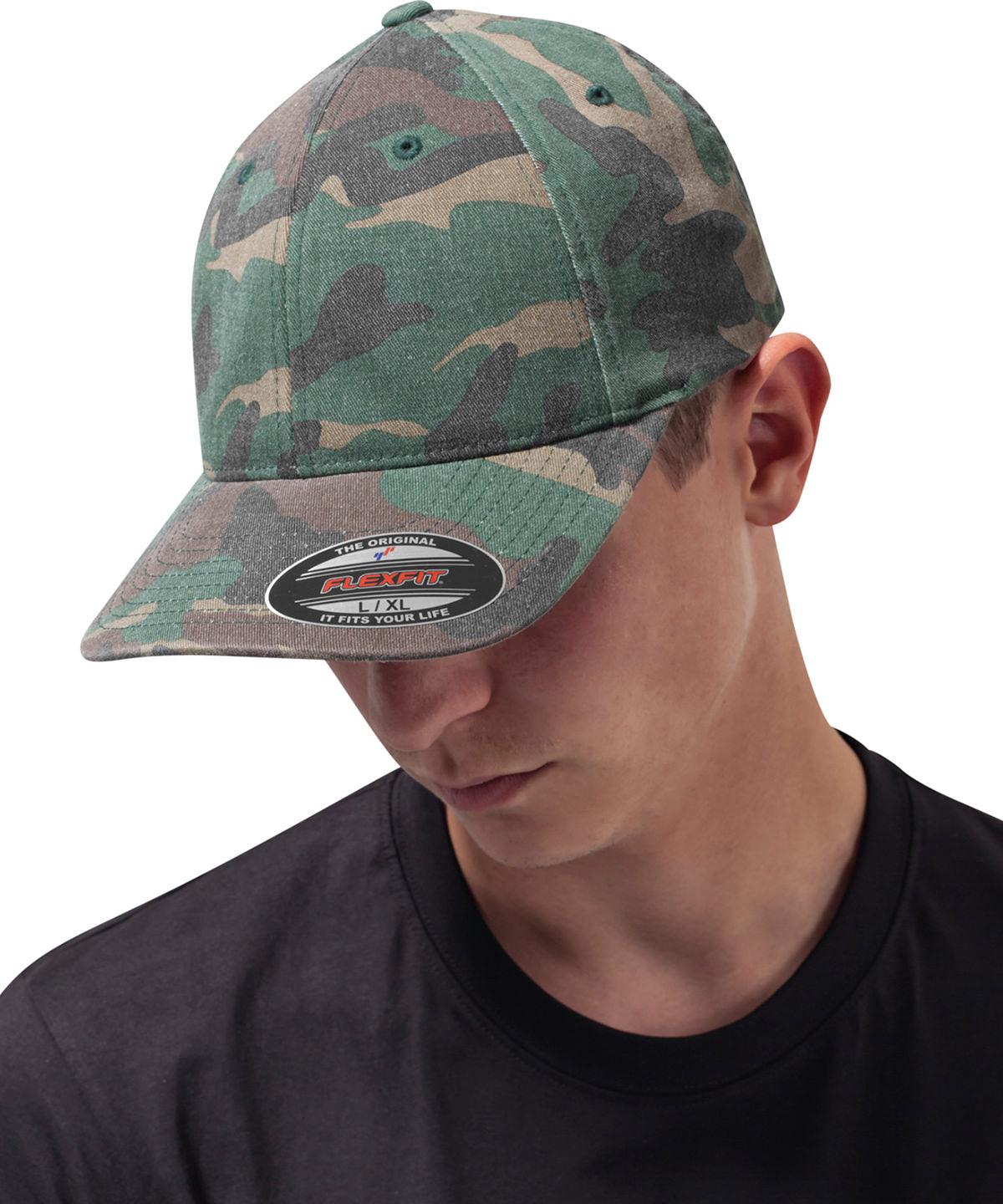 Green Camo - Flexfit garment washed camo (6977CA) Caps Flexfit by Yupoong Camo, Headwear, Rebrandable Schoolwear Centres