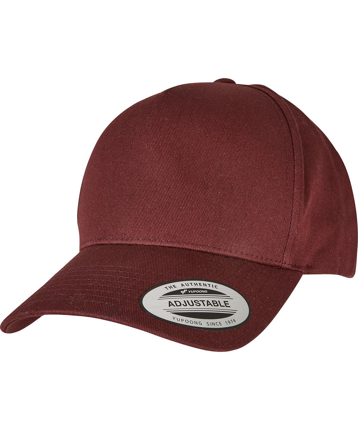 Burgundy - 5-panel curved classic snapback (7707) Caps Flexfit by Yupoong Headwear, New Colours for 2023, Rebrandable Schoolwear Centres