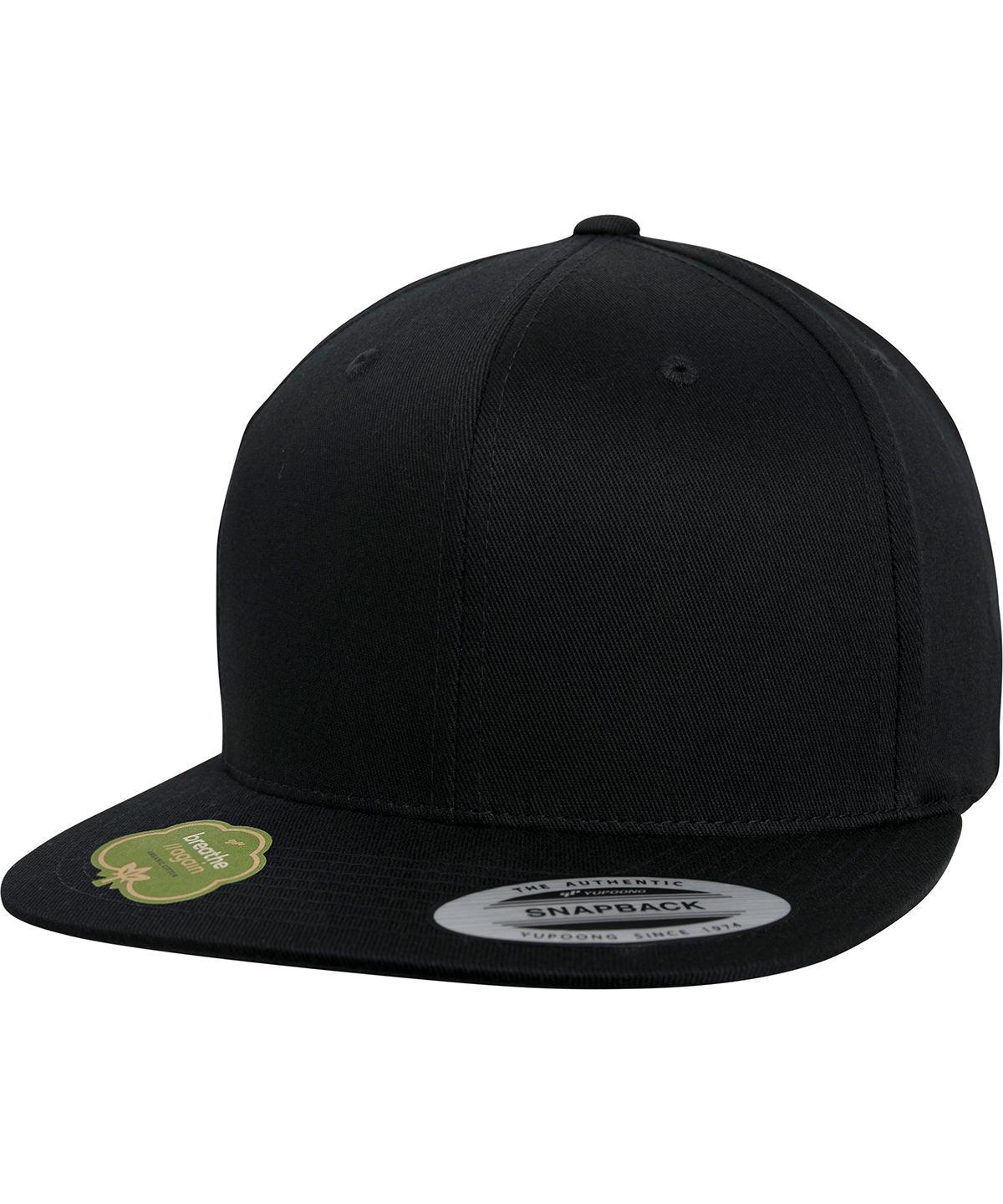 Black - Organic cotton snapback (6089OC) Caps Flexfit by Yupoong Headwear, Must Haves, New Colours for 2023, Organic & Conscious, Rebrandable Schoolwear Centres