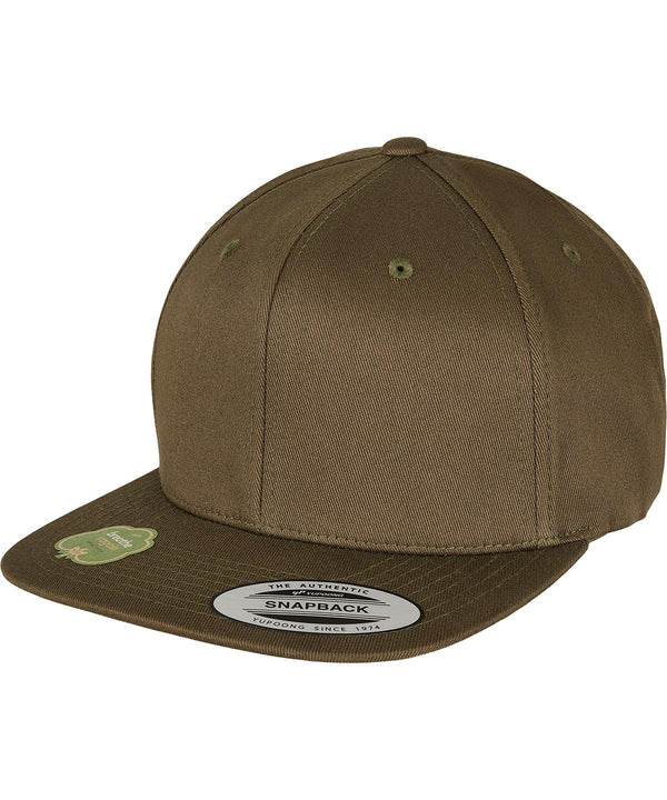 Burnt Olive - Organic cotton snapback (6089OC) Caps Flexfit by Yupoong Headwear, Must Haves, New Colours for 2023, Organic & Conscious, Rebrandable Schoolwear Centres