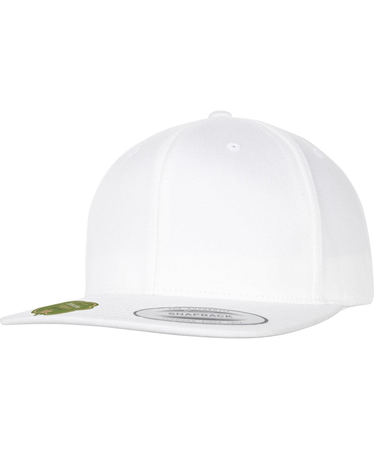 White - Organic cotton snapback (6089OC) Caps Flexfit by Yupoong Headwear, Must Haves, New Colours for 2023, Organic & Conscious, Rebrandable Schoolwear Centres