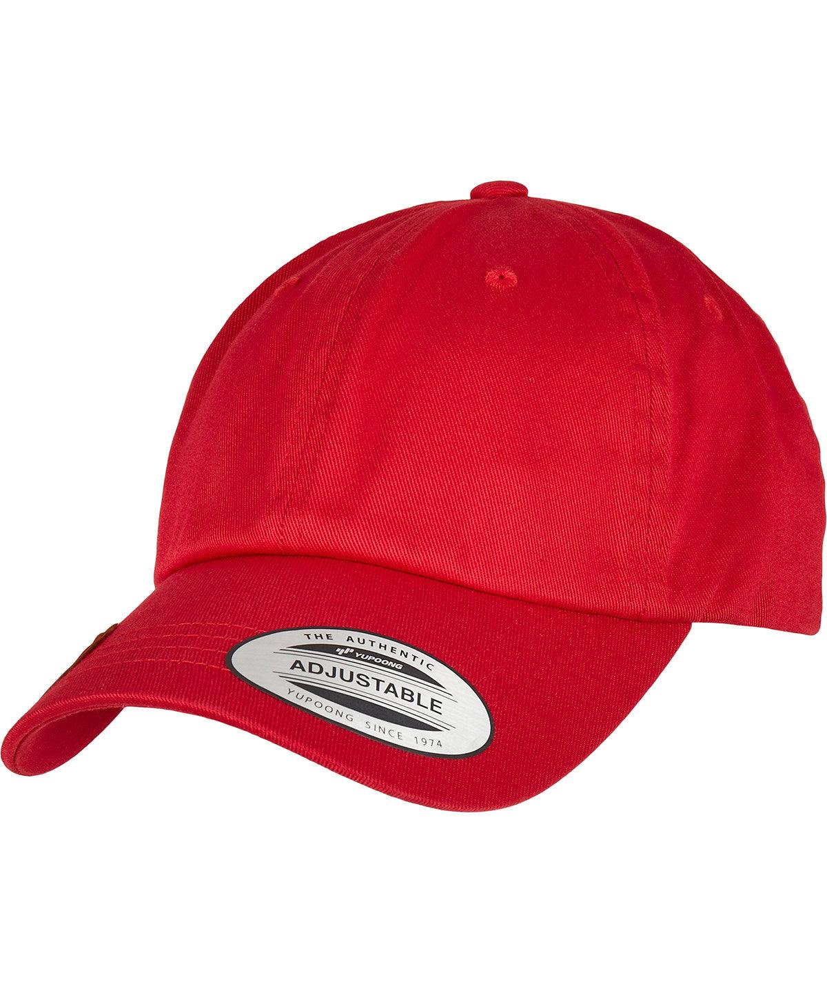 Red - Low-profile organic cotton cap (6245OC) Caps Flexfit by Yupoong Headwear, Must Haves, New Colours for 2023, Organic & Conscious, Rebrandable Schoolwear Centres