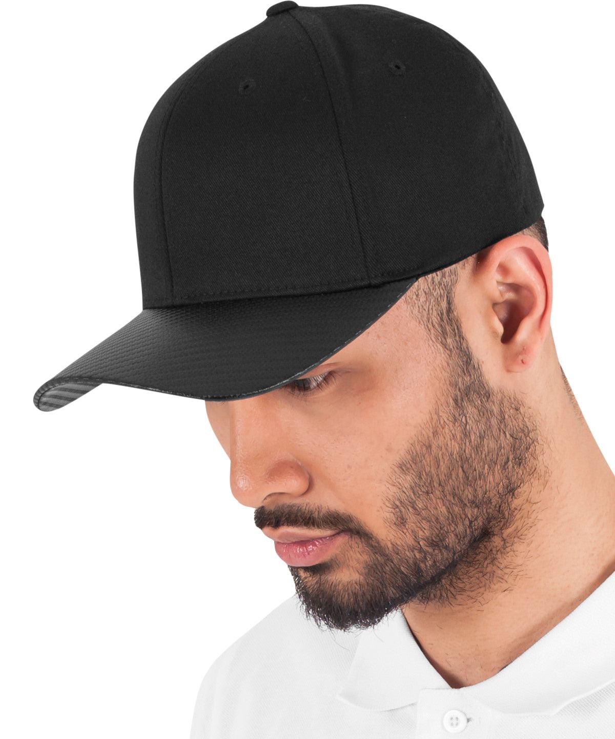 Black/Carbon - Carbon Flexfit (6277CA) Caps Flexfit by Yupoong Headwear, Rebrandable Schoolwear Centres