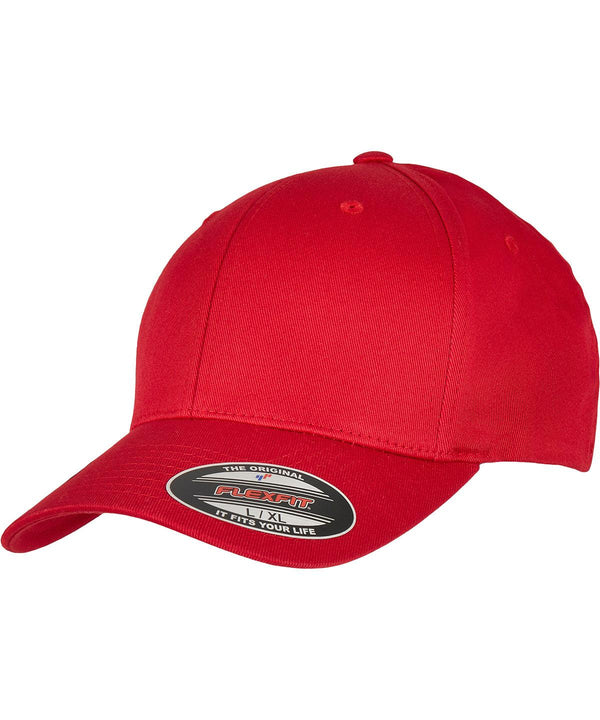 Red - Flexfit organic cotton cap (6277OC) Caps Flexfit by Yupoong Headwear, Must Haves, New Colours for 2023, Organic & Conscious, Rebrandable Schoolwear Centres