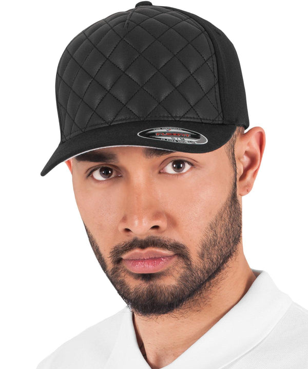 Black - Diamond quilted Flexfit (6277Q) Caps Flexfit by Yupoong Headwear Schoolwear Centres