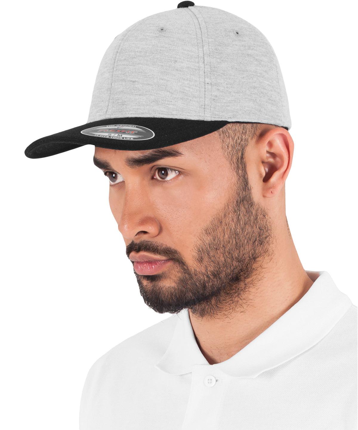 Grey/Black - Flexfit double Jersey 2-tone (6778T) Caps Flexfit by Yupoong Camo, Headwear Schoolwear Centres