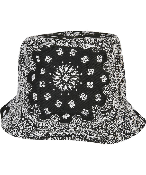 Black - Bandana print bucket hat (5003BP) Hats Flexfit by Yupoong Headwear, New Colours for 2023, New For 2021, New Styles For 2021, Summer Accessories Schoolwear Centres