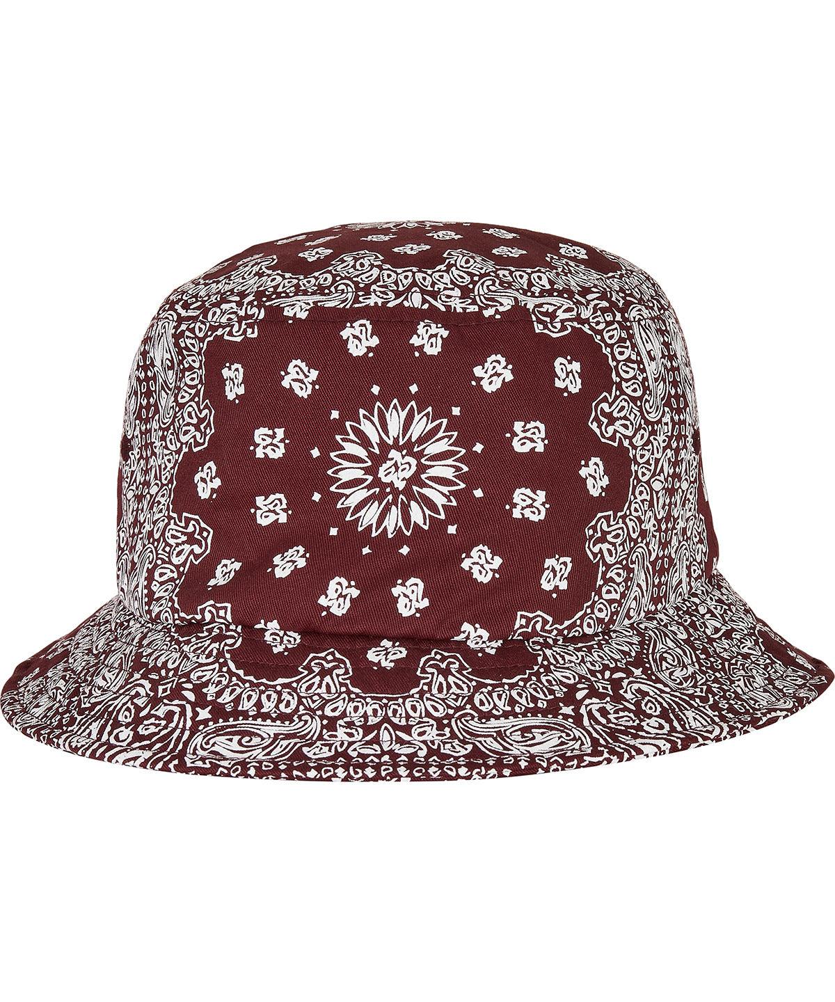 Cherry/White - Bandana print bucket hat (5003BP) Hats Flexfit by Yupoong Headwear, New Colours for 2023, New For 2021, New Styles For 2021, Summer Accessories Schoolwear Centres