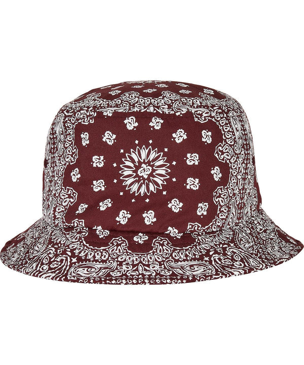 Cherry/White - Bandana print bucket hat (5003BP) Hats Flexfit by Yupoong Headwear, New Colours for 2023, New For 2021, New Styles For 2021, Summer Accessories Schoolwear Centres