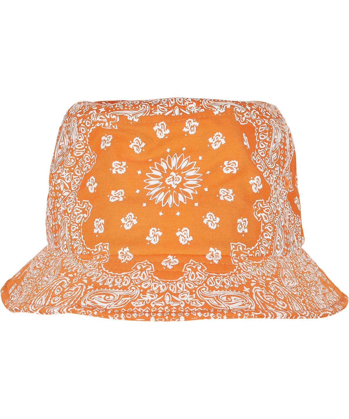 Orange - Bandana print bucket hat (5003BP) Hats Flexfit by Yupoong Headwear, New Colours for 2023, New For 2021, New Styles For 2021, Summer Accessories Schoolwear Centres