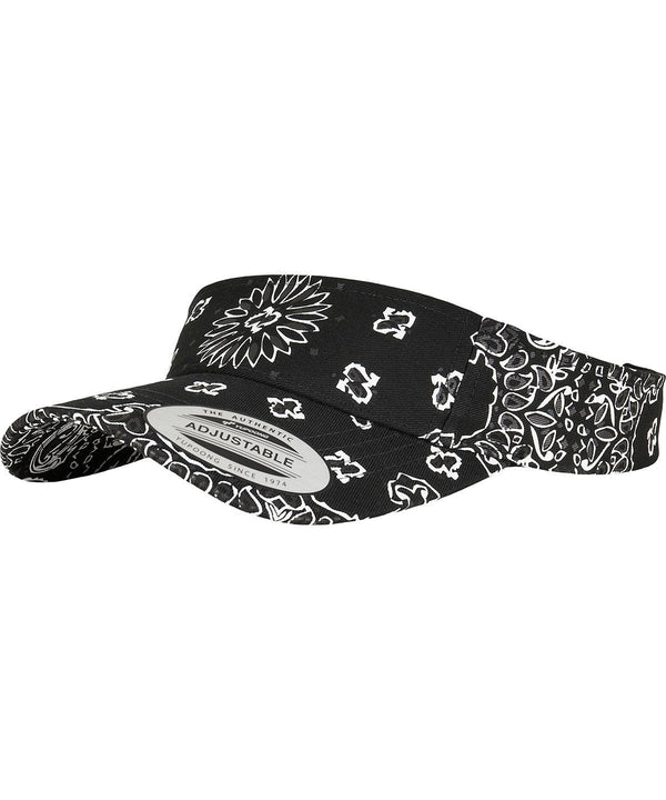 Black - Bandana print visor (8888BP) Caps Flexfit by Yupoong Festival, Headwear, New Colours for 2023, New For 2021, New Styles For 2021 Schoolwear Centres