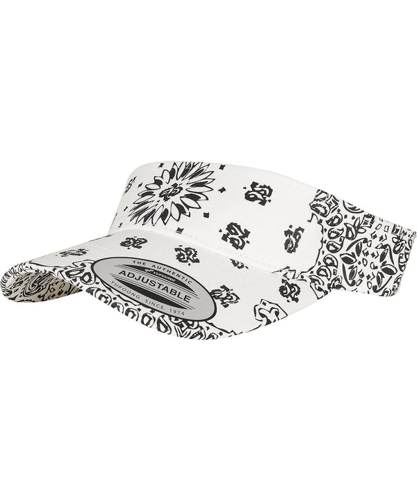 White - Bandana print visor (8888BP) Caps Flexfit by Yupoong Festival, Headwear, New Colours for 2023, New For 2021, New Styles For 2021 Schoolwear Centres