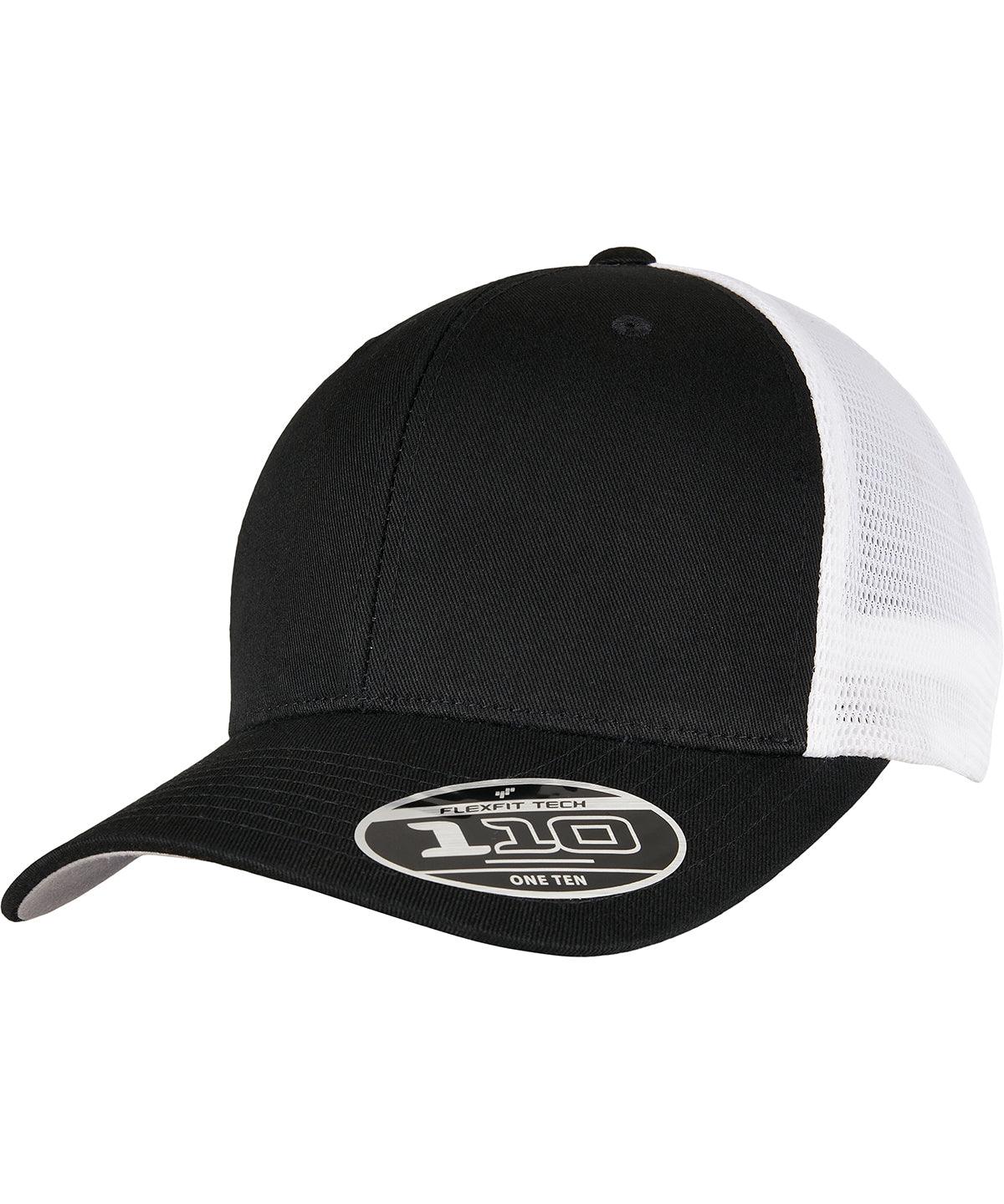 Black/White - 110 mesh 2-tone cap (110MT) Caps Flexfit by Yupoong Headwear, New Colours for 2023, New For 2021, New Styles For 2021 Schoolwear Centres