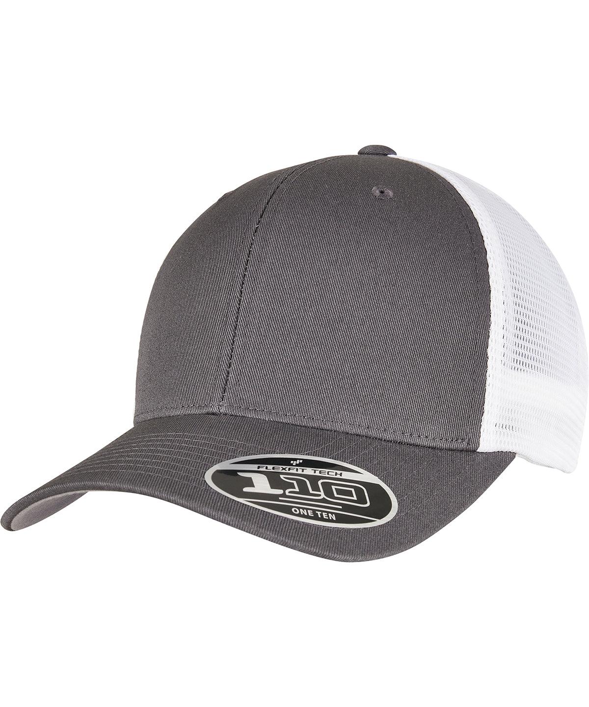 Charcoal/White - 110 mesh 2-tone cap (110MT) Caps Flexfit by Yupoong Headwear, New Colours for 2023, New For 2021, New Styles For 2021 Schoolwear Centres