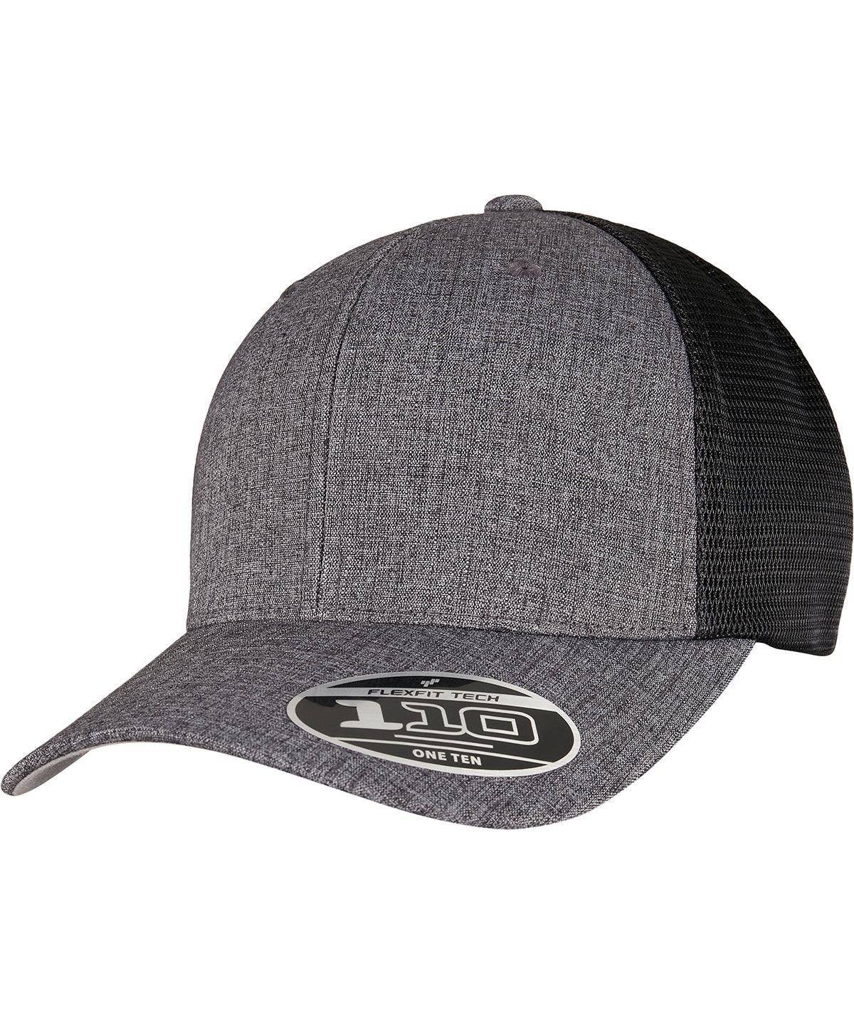 Melange Charcoal/Black - 110 mesh 2-tone cap (110MT) Caps Flexfit by Yupoong Headwear, New Colours for 2023, New For 2021, New Styles For 2021 Schoolwear Centres