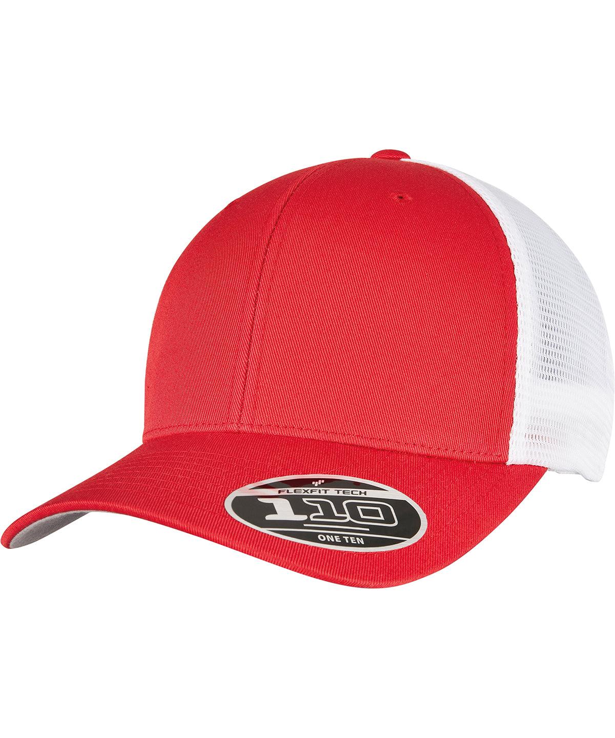 Red/White - 110 mesh 2-tone cap (110MT) Caps Flexfit by Yupoong Headwear, New Colours for 2023, New For 2021, New Styles For 2021 Schoolwear Centres