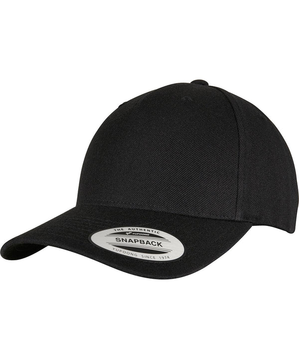 Black - YP classics 5-panel premium curved visor snapback cap (5789M) Caps Flexfit by Yupoong Headwear, New Colours For 2022, New For 2021, New Styles For 2021 Schoolwear Centres