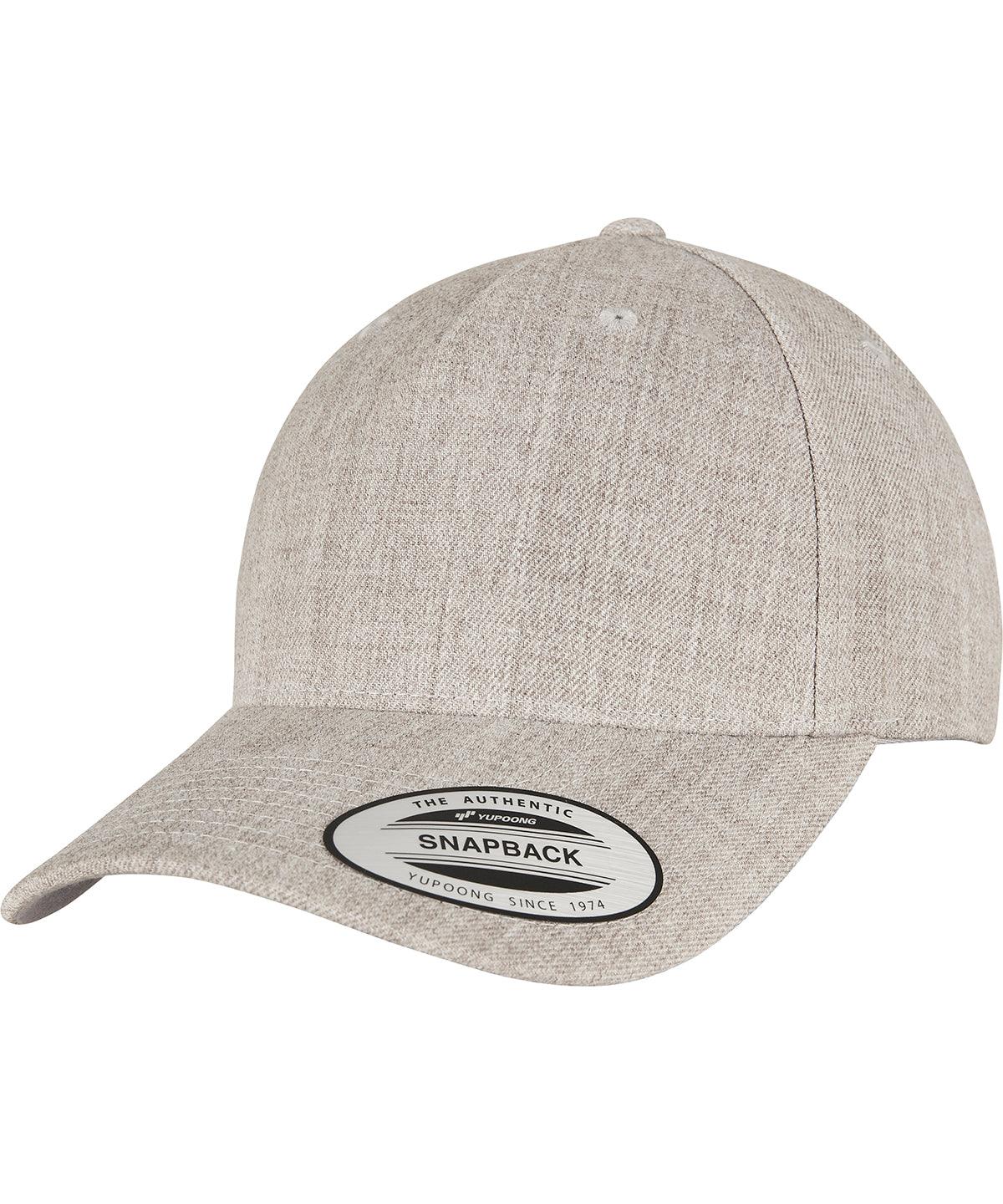 Heather Grey - YP classics 5-panel premium curved visor snapback cap (5789M) Caps Flexfit by Yupoong Headwear, New Colours For 2022, New For 2021, New Styles For 2021 Schoolwear Centres