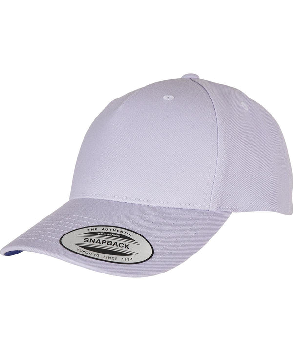 Light Purple - YP classics 5-panel premium curved visor snapback cap (5789M) Caps Flexfit by Yupoong Headwear, New Colours For 2022, New For 2021, New Styles For 2021 Schoolwear Centres