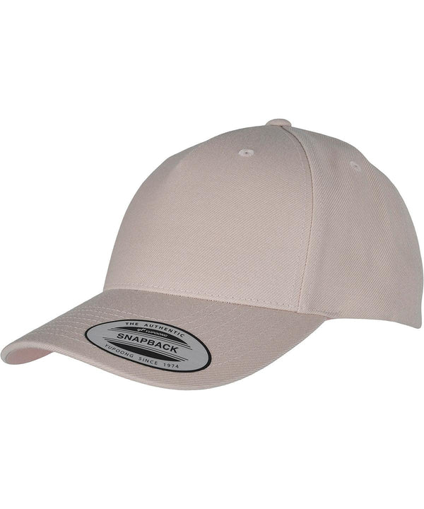 Stone - YP classics 5-panel premium curved visor snapback cap (5789M) Caps Flexfit by Yupoong Headwear, New Colours For 2022, New For 2021, New Styles For 2021 Schoolwear Centres