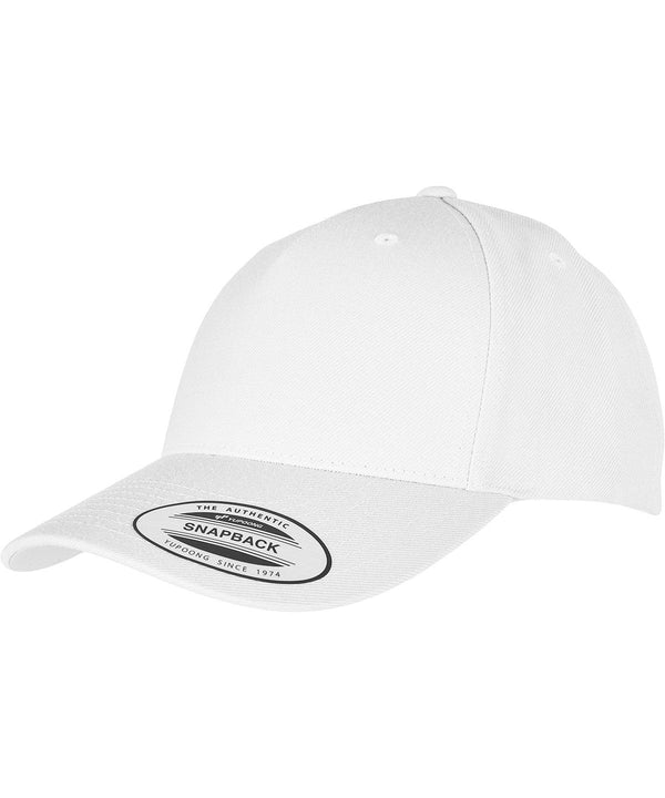 White - YP classics 5-panel premium curved visor snapback cap (5789M) Caps Flexfit by Yupoong Headwear, New Colours For 2022, New For 2021, New Styles For 2021 Schoolwear Centres