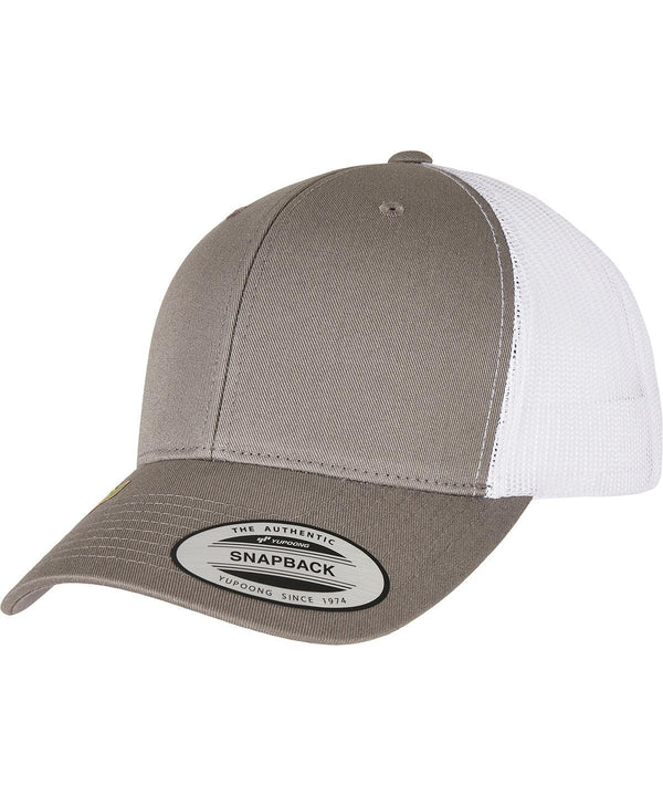 Grey/White - YP classics recycled retro trucker cap 2-tone (6606RT) Caps Flexfit by Yupoong Headwear, New Colours for 2023, New For 2021, New Styles For 2021, Organic & Conscious, Recycled, Summer Accessories Schoolwear Centres