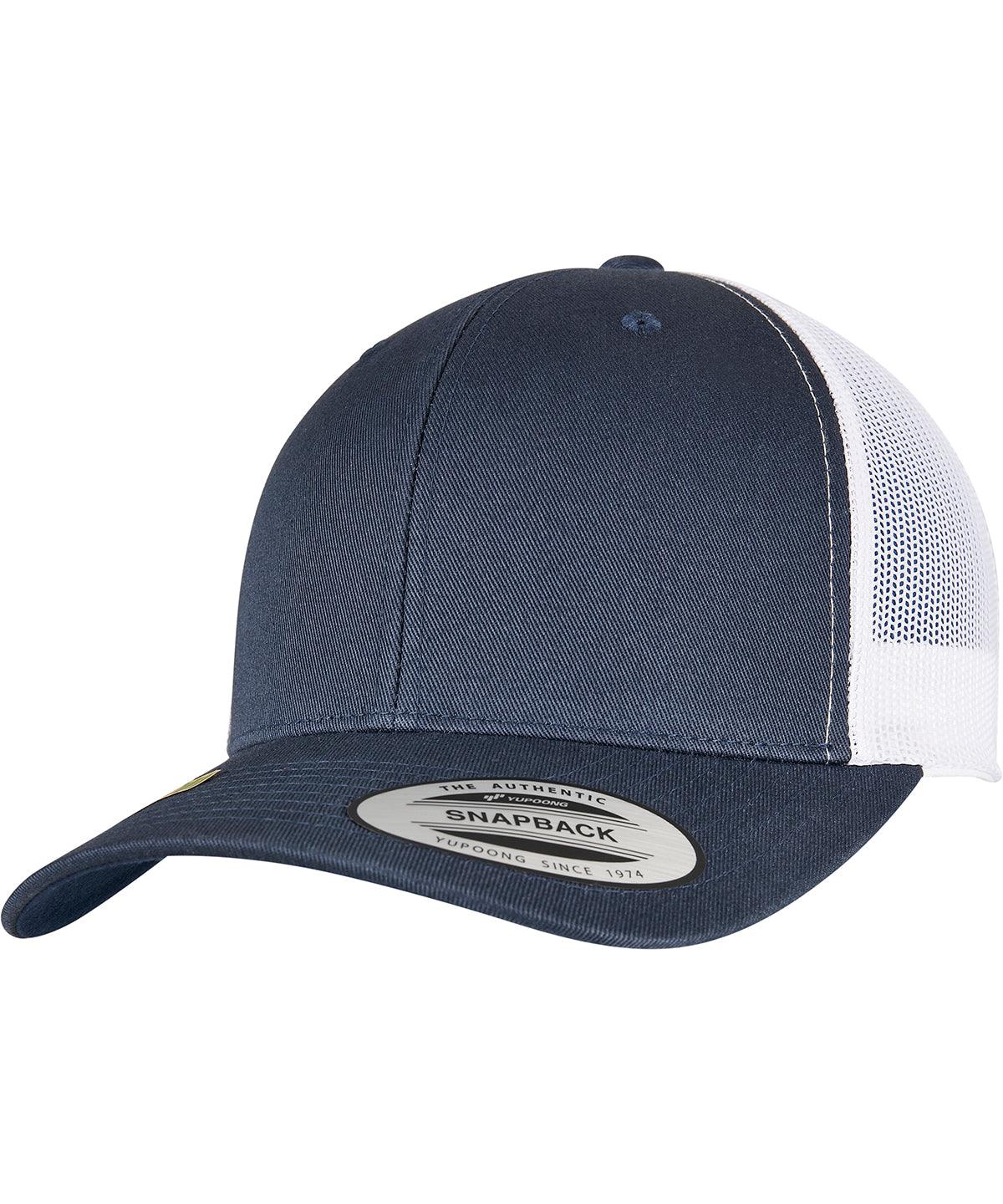 Navy/White - YP classics recycled retro trucker cap 2-tone (6606RT) Caps Flexfit by Yupoong Headwear, New Colours for 2023, New For 2021, New Styles For 2021, Organic & Conscious, Recycled, Summer Accessories Schoolwear Centres