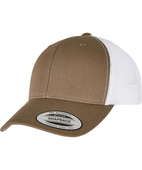 Olive/White - YP classics recycled retro trucker cap 2-tone (6606RT) Caps Flexfit by Yupoong Headwear, New Colours for 2023, New For 2021, New Styles For 2021, Organic & Conscious, Recycled, Summer Accessories Schoolwear Centres