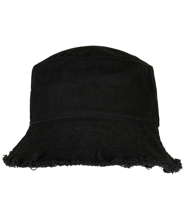 Black - Open edge bucket hat Hats Flexfit by Yupoong Festival, Headwear, New Styles For 2022 Schoolwear Centres