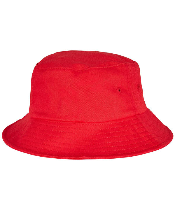 Red - Kids Flexfit cotton twill bucket hat Hats Flexfit by Yupoong Headwear, Junior, New Styles For 2022 Schoolwear Centres