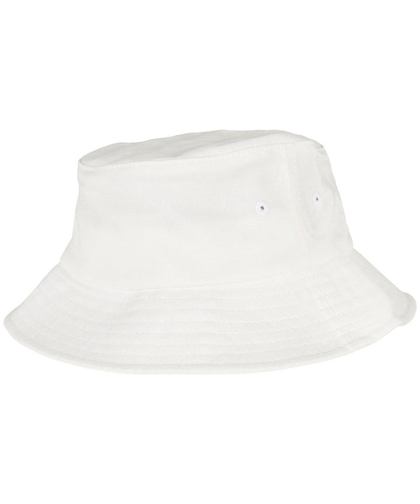 White - Kids Flexfit cotton twill bucket hat Hats Flexfit by Yupoong Headwear, Junior, New Styles For 2022 Schoolwear Centres
