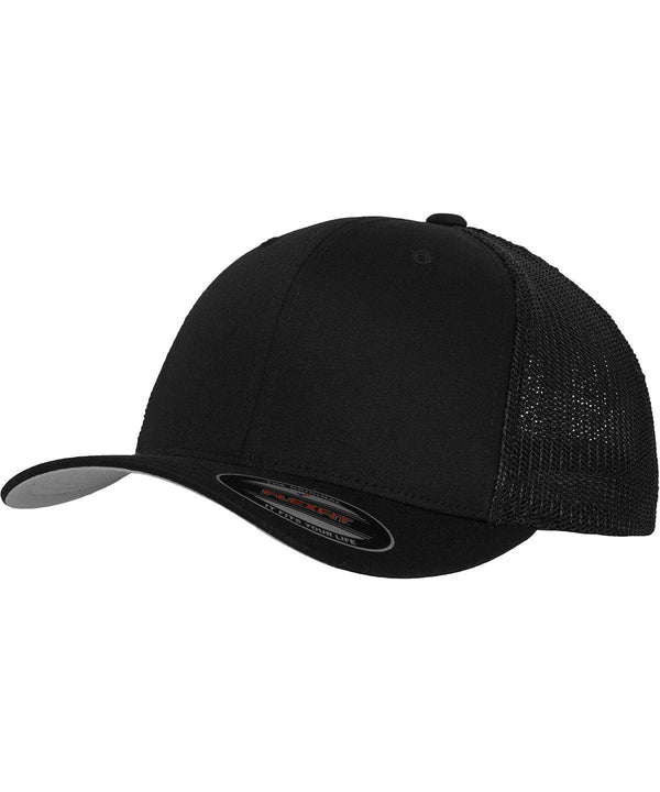 Black - Flexfit mesh trucker Caps Flexfit by Yupoong Headwear, New Colours for 2023, New Styles For 2022 Schoolwear Centres