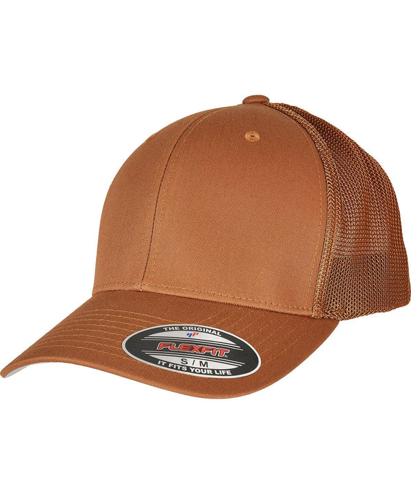 Caramel - Flexfit mesh trucker Caps Flexfit by Yupoong Headwear, New Colours for 2023, New Styles For 2022 Schoolwear Centres