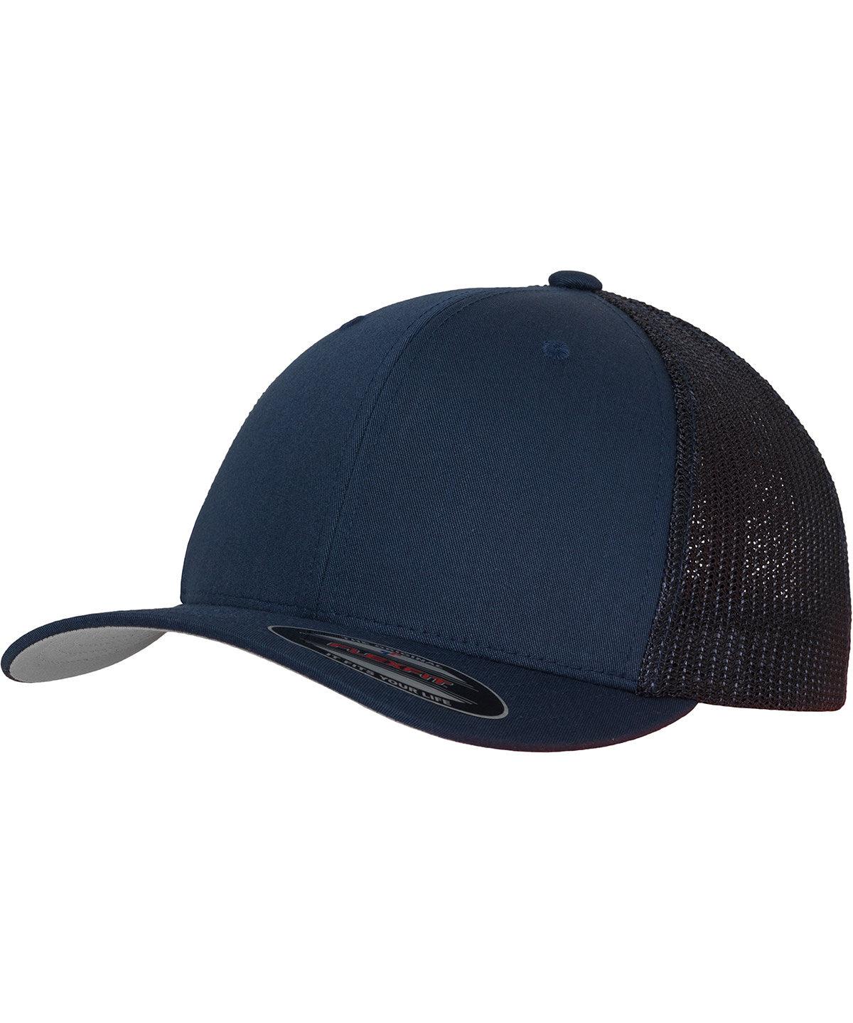 Navy - Flexfit mesh trucker Caps Flexfit by Yupoong Headwear, New Colours for 2023, New Styles For 2022 Schoolwear Centres