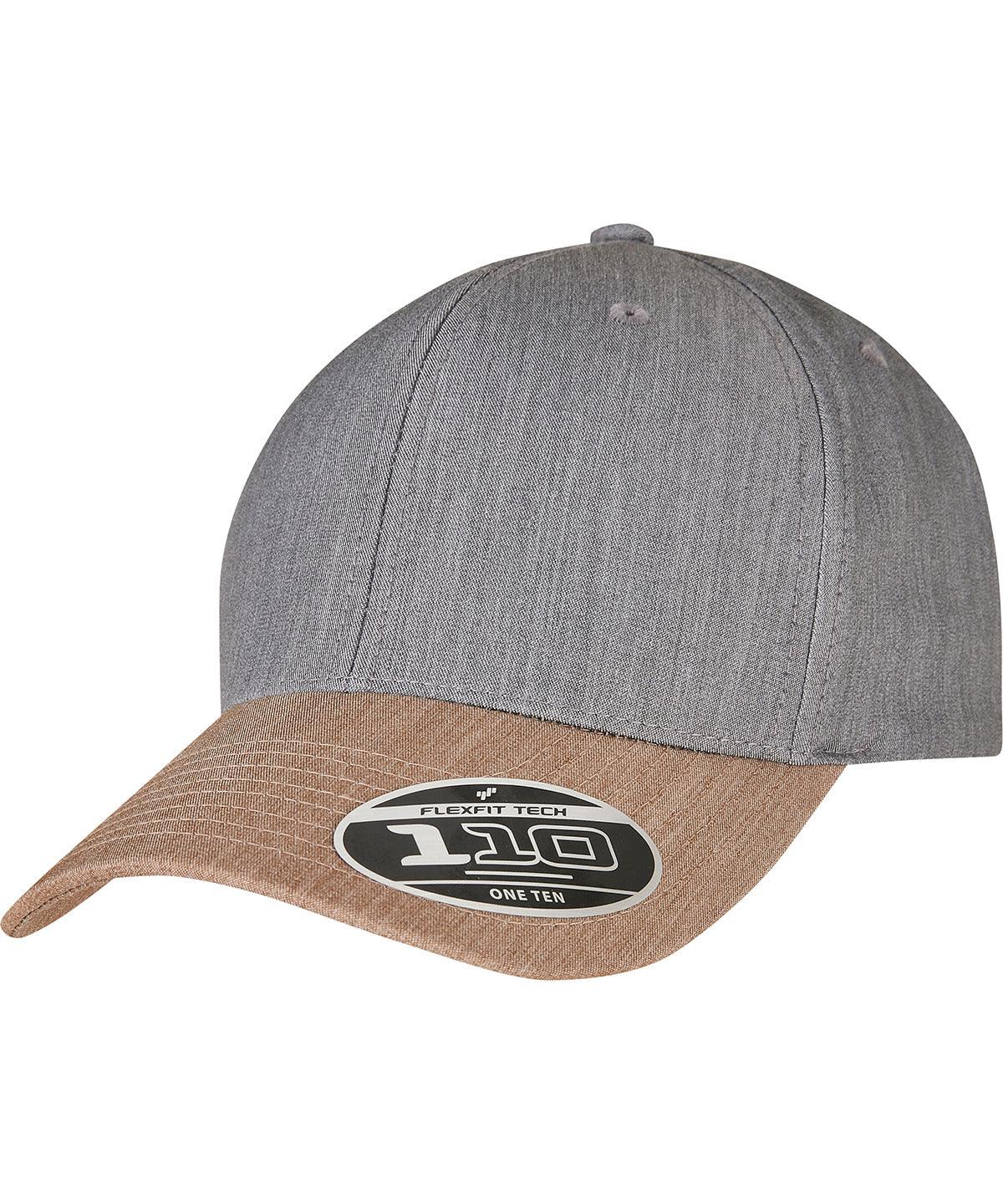 Grey/Khaki - 110 Melange mix cap (110MM) Caps Flexfit by Yupoong Headwear, New Styles for 2023 Schoolwear Centres