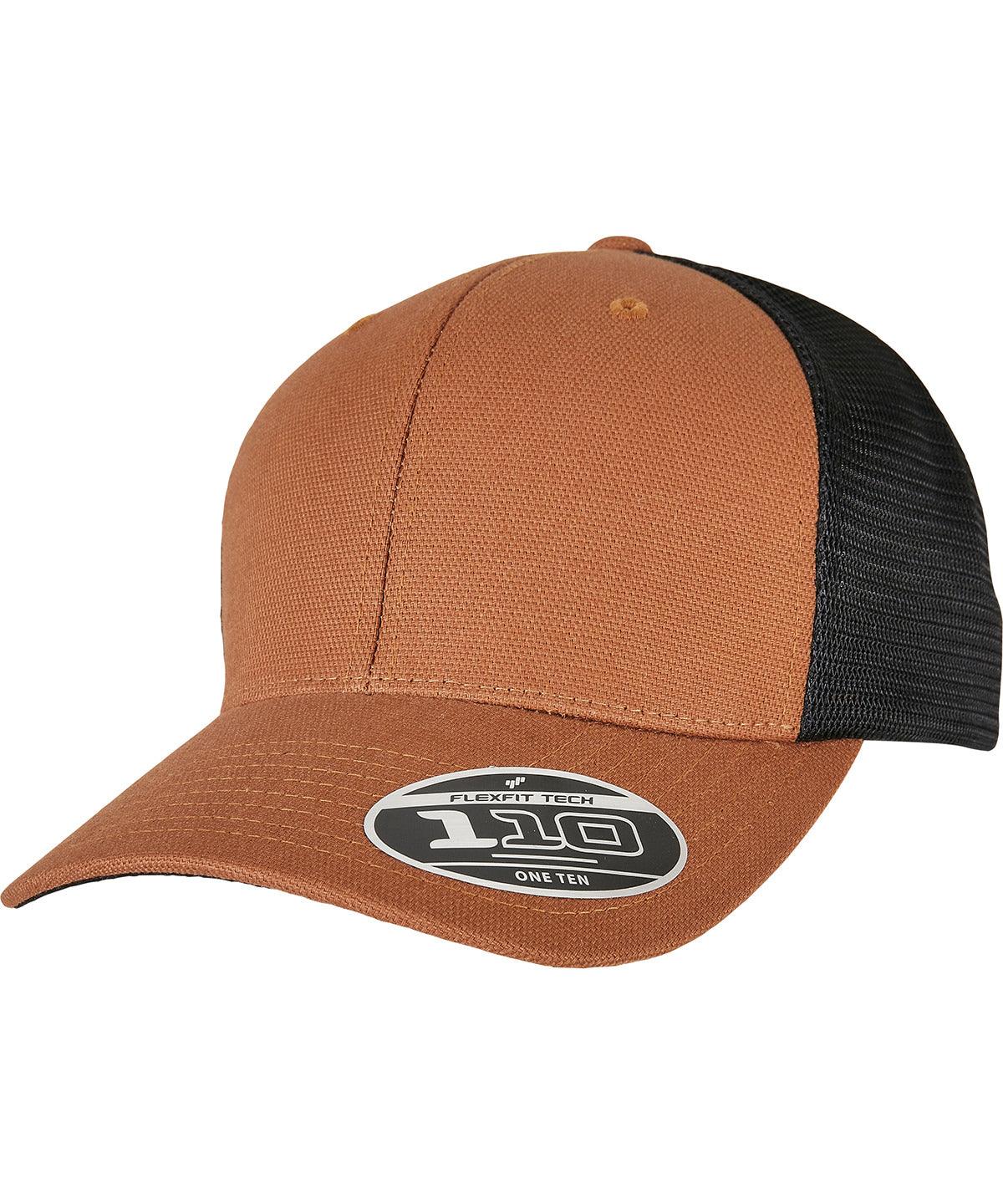 Toffee/Black - 110 Structured canvas trucker (110ST) Caps Flexfit by Yupoong Headwear, New Styles for 2023 Schoolwear Centres