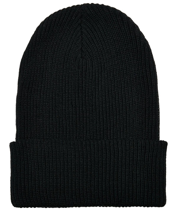 Black - Recycled yarn ribbed knit beanie (1504RY) Hats Flexfit by Yupoong Headwear, New Styles for 2023, Organic & Conscious Schoolwear Centres
