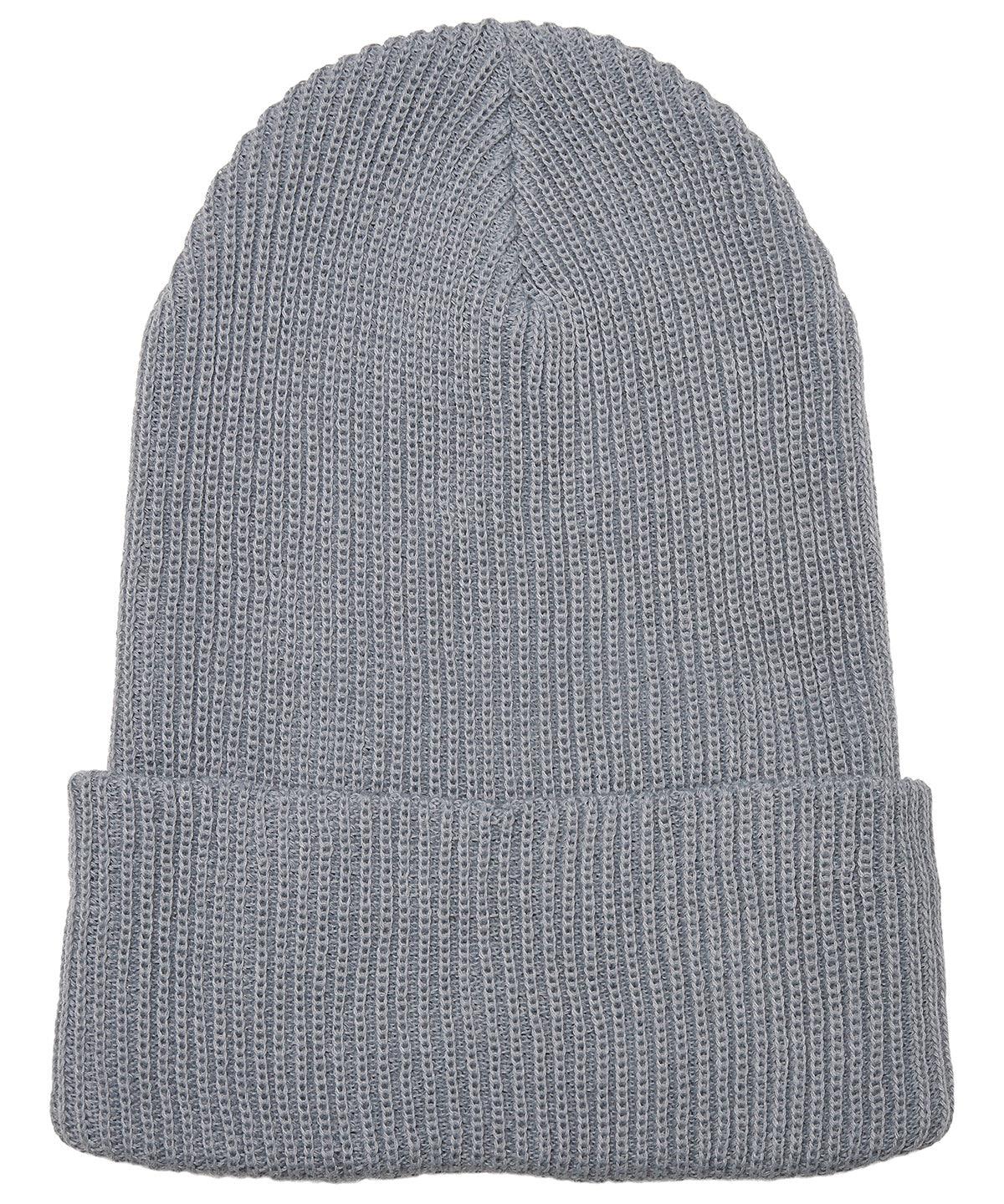 Grey - Recycled yarn ribbed knit beanie (1504RY) Hats Flexfit by Yupoong Headwear, New Styles for 2023, Organic & Conscious Schoolwear Centres