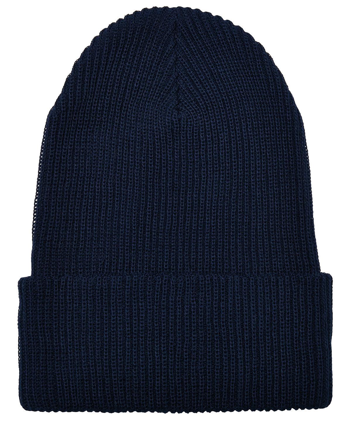 Navy - Recycled yarn ribbed knit beanie (1504RY) Hats Flexfit by Yupoong Headwear, New Styles for 2023, Organic & Conscious Schoolwear Centres